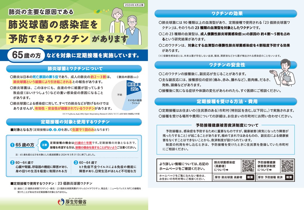 肺炎球菌パンフレット