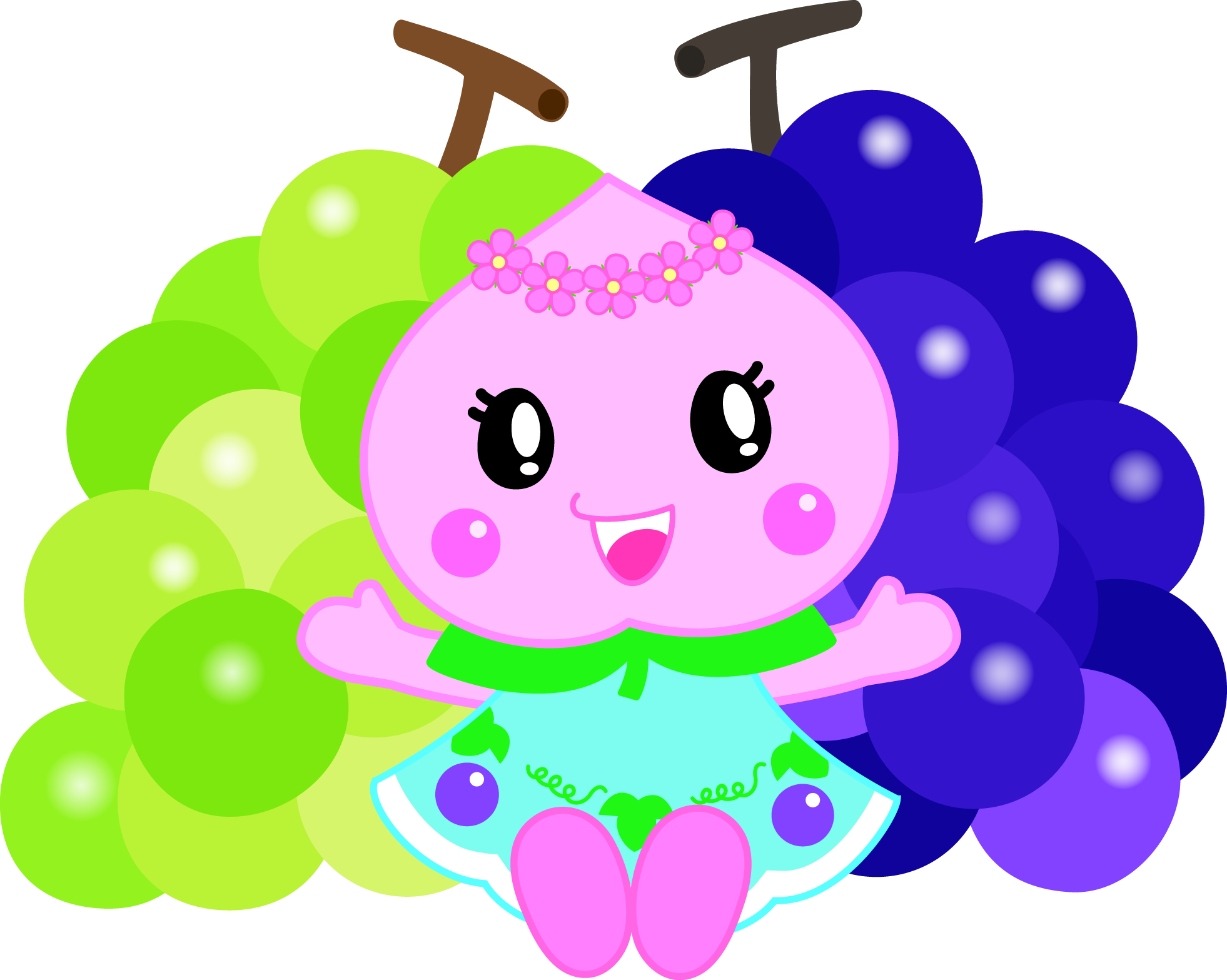 ブドウと一緒のモモちゃん