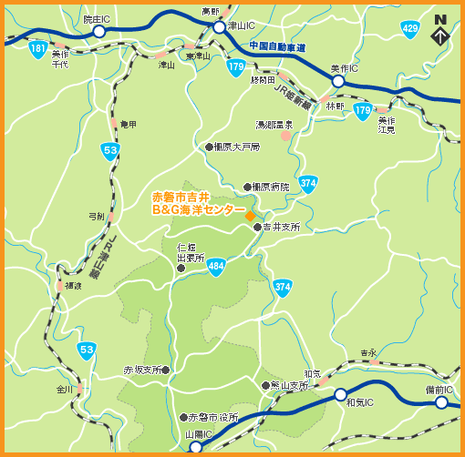 赤磐市吉井B&G海洋センター付近の地図