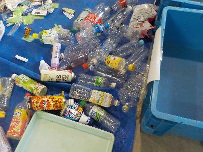 プラスチック組成調査の様子