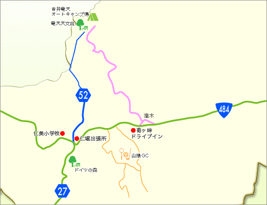 吉井竜天オートキャンプ場のアクセスマップ