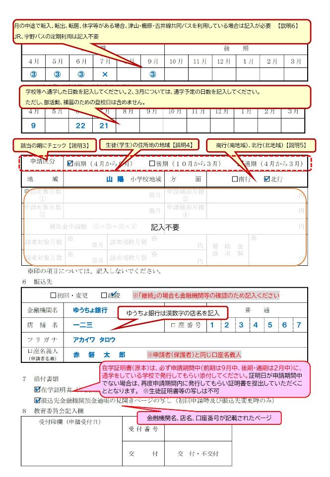 記入例 申請書 裏面 R7年度