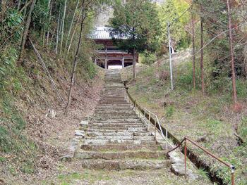 大松山妙光寺（おおまつざんみょうこうじ）の山門を階段下より望む