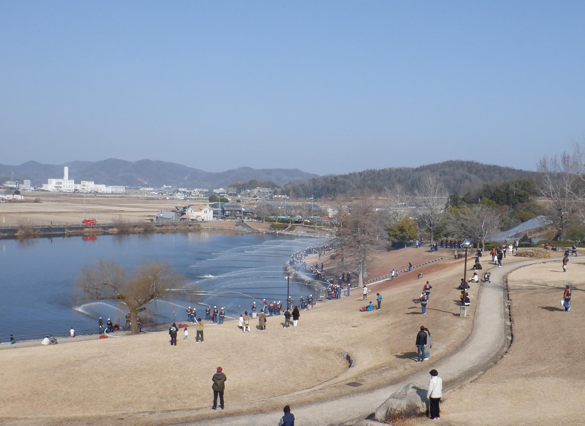 赤磐市消防出初式一斉放水