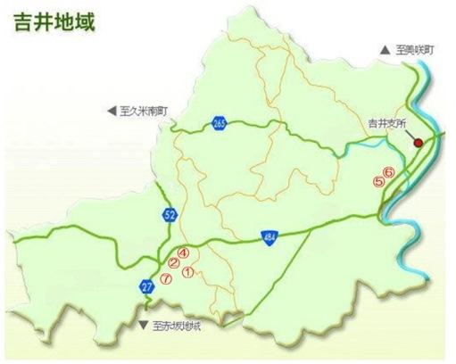 AED設置場所（事業所）吉井地域の地図